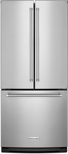 a stainless steel refrigerator freezer with two doors