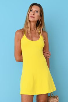 ONLY 1 LEFT - FINAL SALE! We can't think of a more fun dress to spend the hot summer days in. Our new terry towel yarn is soft, bright and no-nonsense cool. Adjust the straps and key hole neck line for any occasion, criss-cross or seductively deep. Content: 48% cotton, 31% terry nylon, 21% nylon Model is 5' 7" and wears XS. View our size chart, shipping and returns policy here. Fun Dress, Terry Towel, Key Hole, Only 1, Dress First, Hot Summer, Summer Days, Criss Cross, More Fun