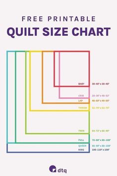 the free printable quilt size chart