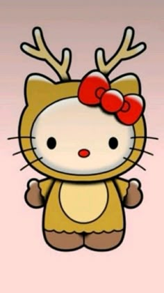 an image of hello kitty with antlers on her head