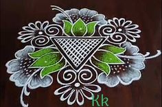 an artistic design on the side of a wooden table with green leaves and white flowers