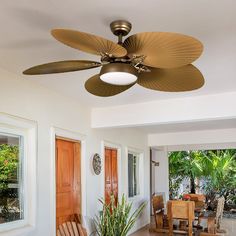 a ceiling fan in the middle of a room