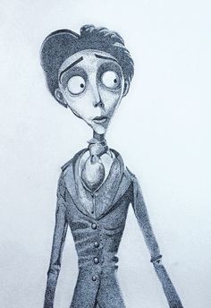 a drawing of a woman in a suit and tie with an eyeball on her face