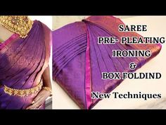 How To Pre Pleat Saree, Saree Prepleating And Box Folding, Saree Folding Ideas, Saree Ironing And Folding, Saree Box Folding Images, Saree Dropping Ideas, Saree Folding For Packing, Saree Pleating And Folding, Prepleated Saree