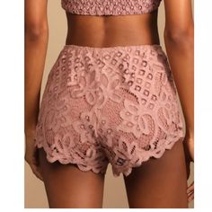 Intimate Lace Casual Shorts. Free People. Brand New. Spring Lace Shorts For Loungewear, Lace Shorts For Loungewear, Bohemian Pink Short Bottoms, Lace Loungewear Shorts, Pink Free People Shorts, Lingerie Outfits, Casual Lace, Lace Shorts, Free People