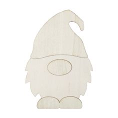 a wooden ornament with an image of a gnome's face