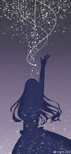 the silhouette of a woman reaching up into the sky with her arms in the air