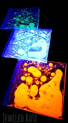 glow in the dark art project for kids using acrylic paint and gelatin