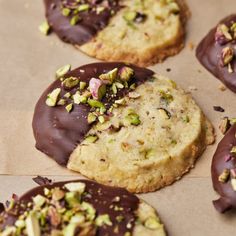 chocolate covered cookies with pistachios and nuts