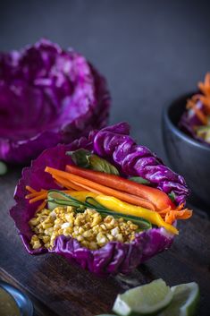 purple cabbage with carrots, celery and other vegetables