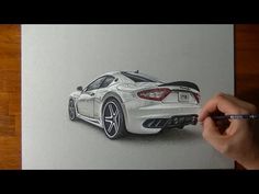 a drawing of a white sports car