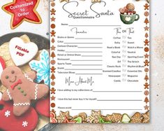 a recipe card with gingerbreads and cookies on it