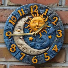 Mystic Sun Moon Wall Clock Celestial Wall Clock-MoonChildWorld Celestial Home Decor, Moon Home Decor, Celestial Home, Moon Clock, Diy Projektit, Moon Decor, Old Clocks, Mystical Creatures, Clock Wall Decor