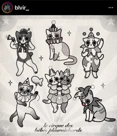 a bunch of cats that are in the shape of stickers on a piece of paper