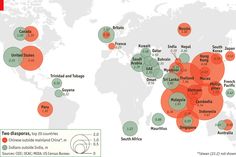 a map with many different countries and numbers of people around the world in oranges