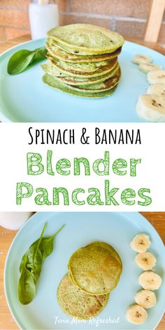 spinach and banana blender pancakes on a plate