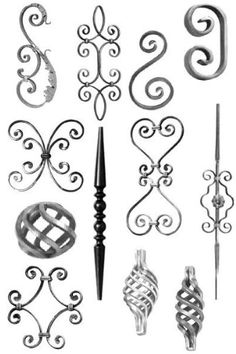 an assortment of wrought iron designs