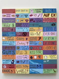 an art piece with many different words on it