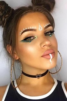 Easy Festival Makeup, Boho Festival Makeup, Coachella Make-up, Makeup Coachella, Turquoise Eye Makeup