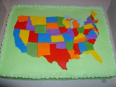 a cake decorated to look like the united states