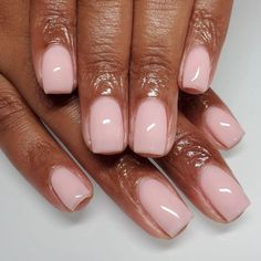 Light Pink Overlay Nails, Short Curved Nails, Light Pink Nail Polish, Fresh Nails, Pale Pink Nails, Natural Nails Manicure, Overlay Nails, Light Pink Nails, Work Nails