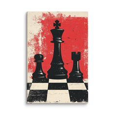 Bring a bold and edgy touch to your space with this vintage-inspired chess poster featuring the King, Pawn, and Rook pieces. The grunge style design, paired with a striking red and black color scheme, makes this artwork a perfect statement piece for chess enthusiasts, game room decor, or lovers of retro and minimalist art. Printed on high-quality paper, this poster adds a unique and modern twist to any wall while capturing the timeless elegance of the game of chess. Ideal for home, office, or as Vintage Chess Poster, Chess Players, Chess Game, Grunge Style, Game Room Decor, Chess, Grunge Fashion, Minimalist Art, Lovers Art