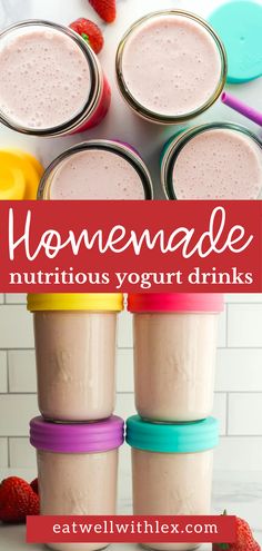 healthy homemade yogurt drinks , better than store-bought Homemade Drinkable Yogurt, Homemade Yogurt Drink, Yogurt Smoothies Healthy, Toddler Smoothies, Protein Yogurt, Easy Baby Food Recipes