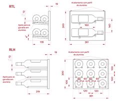 three drawings showing the different parts of an electrical device, including two outlets and one outlet