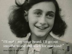 an old black and white photo with a quote from anne frank