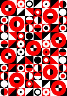 Modern Geometric simple. Art. Circles. Red, Black & White. ©Sam Bruce. #art #artist #poster #graphic #digital #red #circles #modern #abstract #geometric #aesthetic