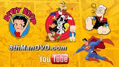 cartoon characters are featured in the title for an animated video game, featuring superman and his friends