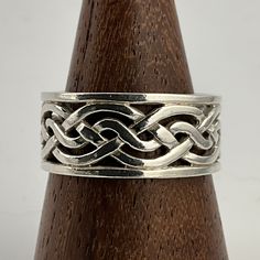 Vintage Sterling Silver Celtic Knot Wide Band Ring, UK Size T, US Size 9 3/4, EU Size 61 1/4, Stamped 925, Band Width 9.0mm, Weight 5.33 Grams, Lovely Condition Puzzle Rings, 2024 Jewelry, Puzzle Ring, Jewelry Tips, Jewelry Board, Wide Band Ring, Celtic Rings, Jewelry Boards, Wide Band Rings