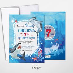 an ocean themed birthday party with shark and dolphin