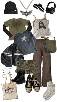 Pop Grunge Outfit, Nerdy Grunge Outfits, Soft Grunge Fashion Aesthetic, Grunge Apocalypse Outfit, Forest Clothes Aesthetic, Adventure Core Aesthetic Outfits, Summer Outfit Grunge, Brown Grunge Outfit, Cottage Grunge Outfits