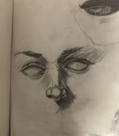 a pencil drawing of a woman's face and nose