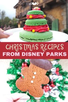 christmas desserts from disney parks with the words, christmas treats from disneyland parks on top