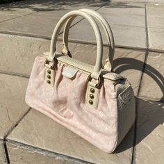 - 100% Authentic - Brand : Louis Vuitton Condition Rank : B (In Great Condition) -Exterior B (There’s Are A Few Stains, Still In Good Condition) -Interior A Measurements : L11.5" X H 7" X Hd 5" X W5.5" Color : Pink Accessory : Certificate Of Authentication Circa : 2005 - Condition Rank - S: Mint (Never Used Or 1-2 Times) A: Excellent (Excellent Condition With Some Scratches, Flaws And May Have Stain B: Gently Used (May Have Minor Corner Rubbing, Light Leather Tanning, Inside Some Stain Marks) C: Louis Vuitton Mini, Pink Handbag, Louis Vuitton Pink, Louis Vuitton Purse, Girly Bags, Pink Accessories, Pink Handbags, Juicy Couture Bags, Lv Handbags