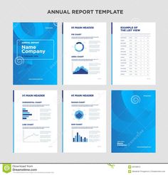 an annual report is shown in blue and white