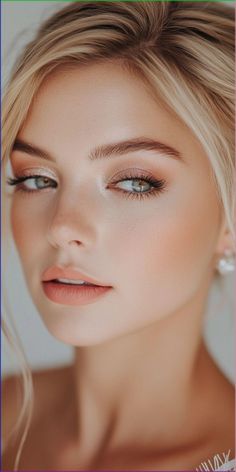 a woman with blonde hair and blue eyes is posing for the camera, wearing white makeup