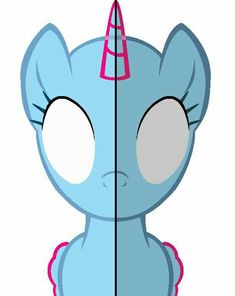 a blue pony with a pink horn on it's head and an arrow in the middle