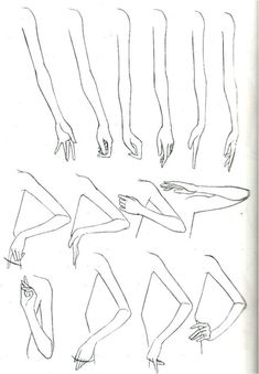 a drawing of different poses and hands