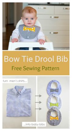 the instructions for how to sew a baby's bow tie and bib