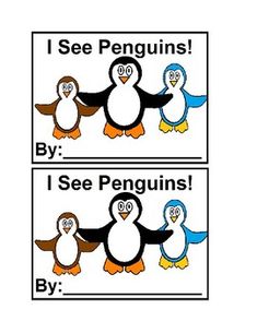 two pictures with penguins saying i see penguins by