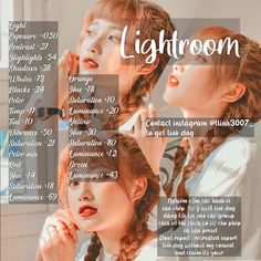 two girls with braids are looking at each other in front of a mirror and the words lightroom above them