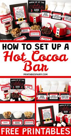 How to set up a Hot Cocoa Bar Hot Cocoa Bar Christmas Free Printables, Hot Cocoa Template Free Printable, Hot Cocoa Bar For Teachers, Cocoa Bar Printables Free, Hot Cocoa Bar Labels Free Printable, Hot Cocoa Sign Free Printables, Hot Chocolate Bar Sign Printable Free, Hot Cocoa Bar Printables Free, Hot Chocolate Sign Printable