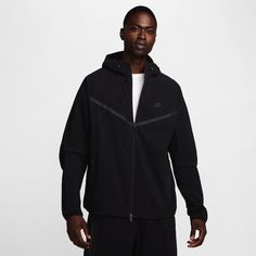 Crafted with stretchy, breathable material, the Nike Tech Woven Jacket offers you ease of movement and adjustable details. Bungee cords with cord locks create a custom fit at the hem and hood. Nike Black Techwear Windbreaker, Black Long Sleeve Techwear Windbreaker, Black Fleece Techwear Jacket, Durable Long Sleeve Tactical Windbreaker, Functional Black Gore-tex Windbreaker, Bungee Cords, Tech Aesthetic, Zip Hoodies, Polo Sport Ralph Lauren