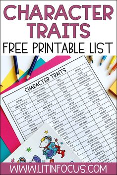 a printable character chart for kids to use on their own worksheet, with text overlay