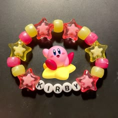 Kirby Bracelet Pattern, Kirby Kandi, Christmas Kandi, Kandy Braclets, Kandi Inspo Single, Star Kandi Bracelet, Kirby Bracelet, Kandi Jewelry, Bracelet Ideas Kandi