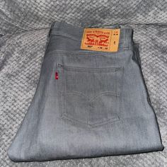 *Brand New*, Gray Starched Jeans Hood Clothes, Boys Denim Jeans, Levi 501, Levi 501s, Speed Workout, Poo Poo, Levis Outfit, Gray Jeans, Dropped Trucks