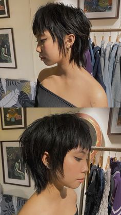 Instagram : Haircut @9hahoi #hair #shorthair #hairstyle #haircut #hairstylist #mullet #hairdesign #hanoi #vietnam #vietnamese #so9hahoi #xomhahoi #9xomhahoi #9hahoi Spiky Bob Haircut, Weird Short Haircut, Cute Short Haircuts Asian, Shag Hairstyles Short Bangs, Shaved Side With Bangs, Tinkerbell Haircut, Longish Pixie Haircut, Short Hairstyle Women Alternative, Short Fairy Haircuts